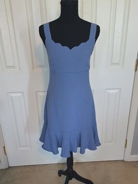 Altar'd State Periwinkle Scallop Neck Ruffle Mini Dress